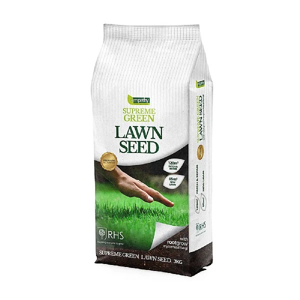 Empathy RHS Supreme Green Lawn Seed With Rootgrow 3Kg 1 Empathy RHS Supreme Green Lawn Seed With Rootgrow 3Kg