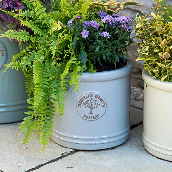 Woodlodge Heritage Edwardian Cylinder Ceramic Planter Pastel Grey (Various Sizes) 1 Woodlodge Heritage Edwardian Cylinder Ceramic Planter Pastel Grey (Various Sizes)