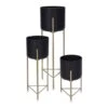 KOOPMAN Black & Gold Plant Pot Cover Stand (Various Sizes)