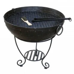 Recycled Kadai Firebowl With High & Low Stand -WEBBS Sales XM062 2